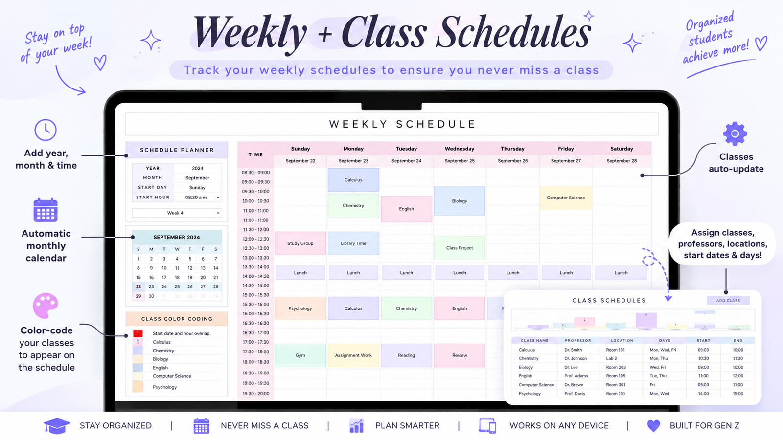 Weekly and class schedule feature preview